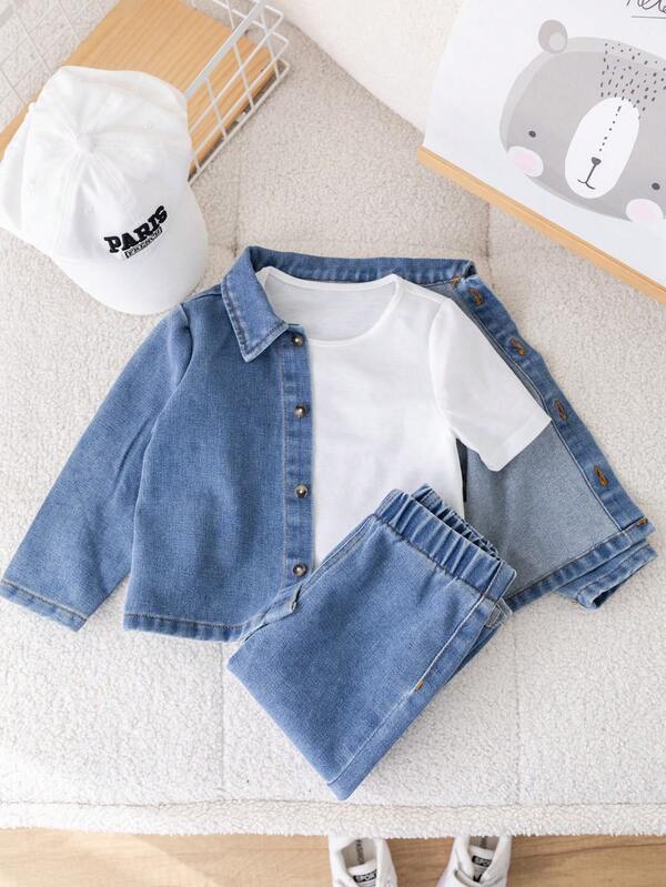 Set de 3 piezas para bebé y niño pequeño, franela, chaqueta y pantalón