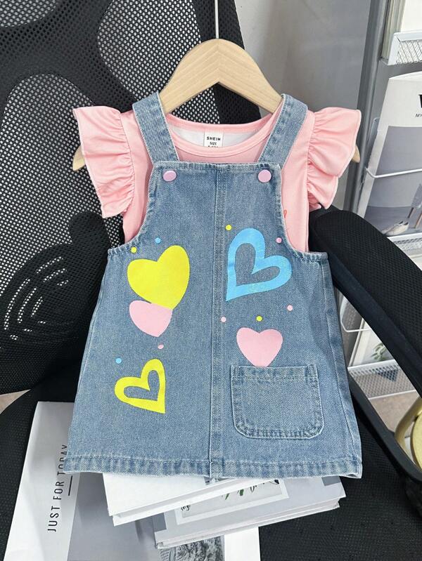 Conjunto de 2 piezas para bebé y niñas pequeñas, vestido y blusa