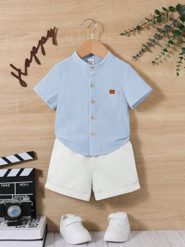 Conjunto de 2 piezas para bebé y niños pequeños, camisa y shorts