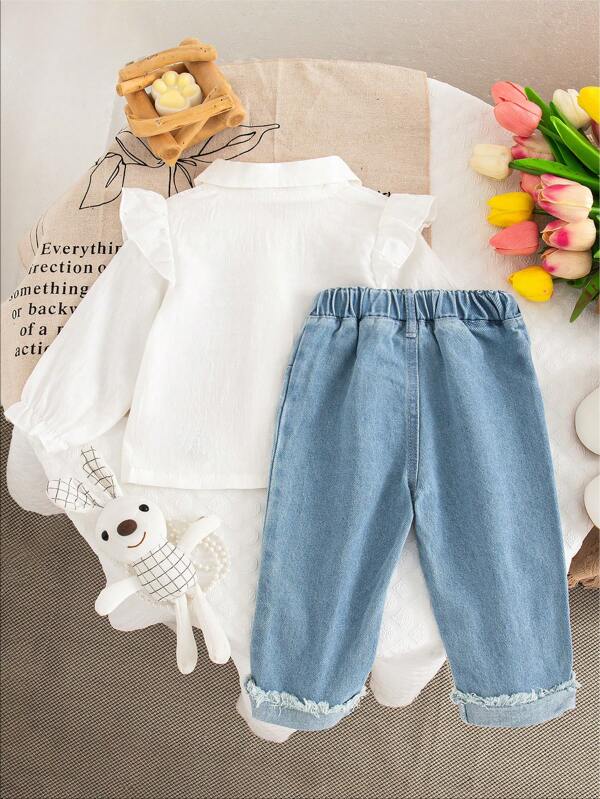 Conjunto de 2 piezas para bebé y niñas pequeñas, camisa y pantalón