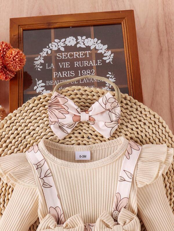 Set de 2 piezas para bebé niña, body-vestido con lazo
