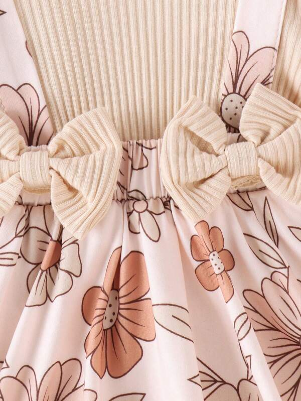 Set de 2 piezas para bebé niña, body-vestido con lazo