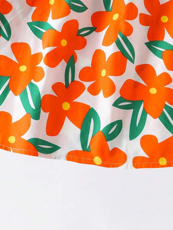 Vestido flores colorida para bebé y niñas pequeñas