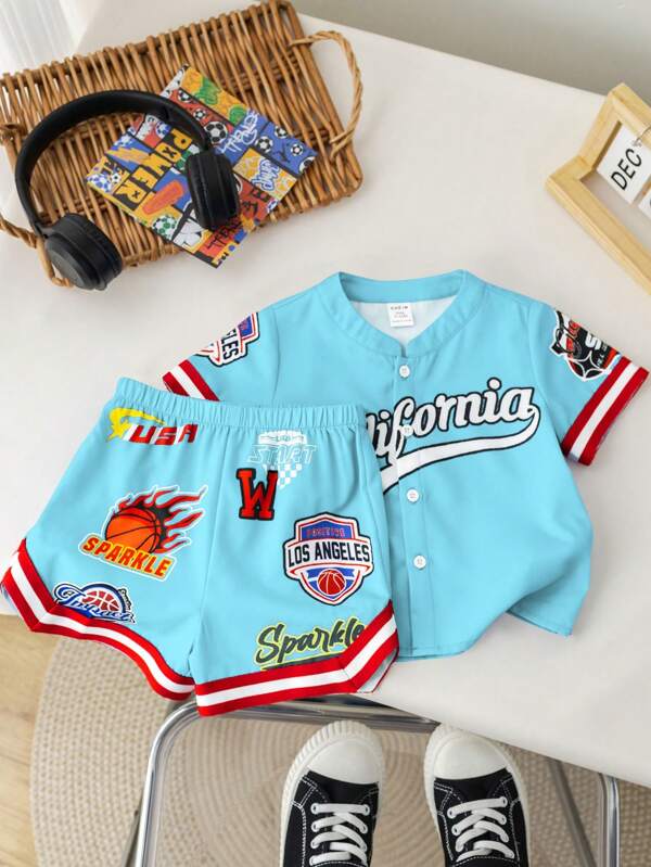 Conjunto de 2 piezas para bebé y niños pequeños, camisa y shorts