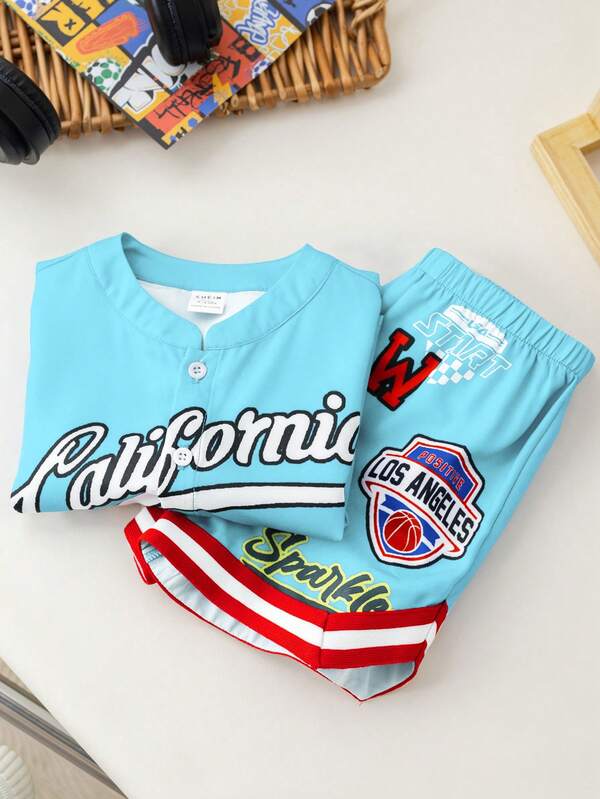 Conjunto de 2 piezas para bebé y niños pequeños, camisa y shorts