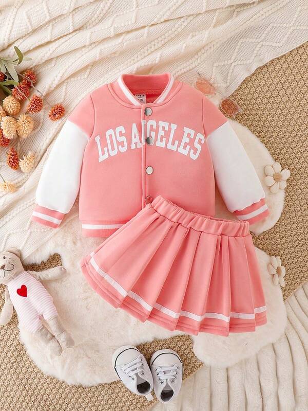 Conjunto de 2 piezas para bebé y niñas pequeñas, sweater y falda
