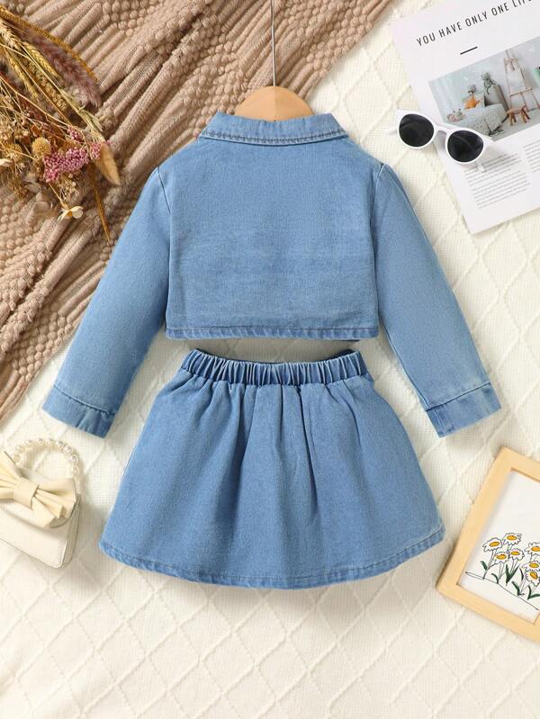 Conjunto de 2 piezas para niñas pequeñas, camisa y falda