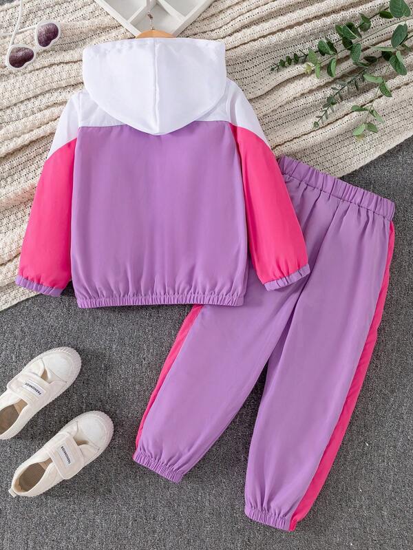 Conjunto de 2 piezas para bebé niñas pequeñas, corta viento y joggers