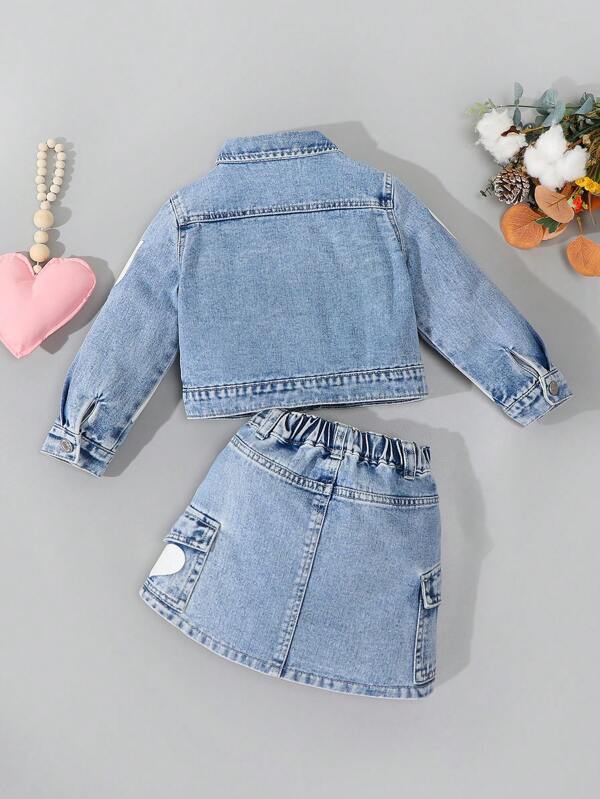 Conjunto de 2 piezas para niñas pequeñas, chaqueta y falda