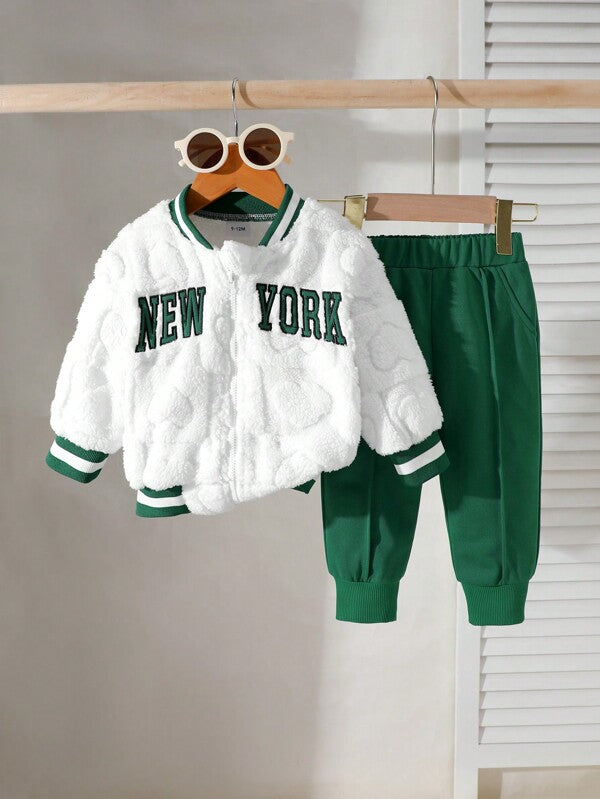 Conjunto de 2 piezas para bebé y niños pequeños, chaqueta y joggers