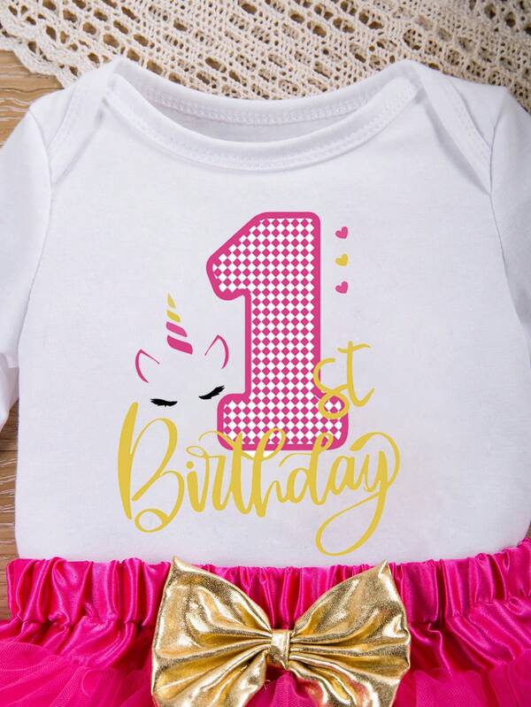 Set de 3 piezas para bebé niña, body, falda y diadema