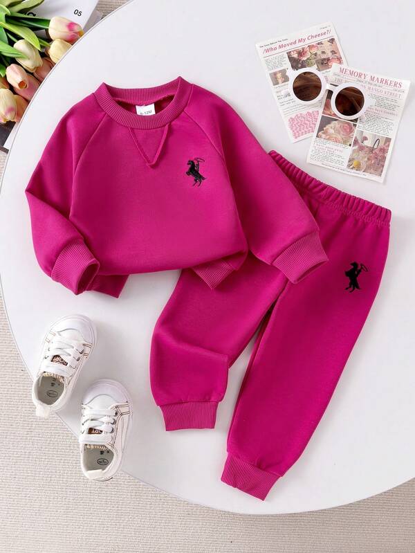 Conjunto de 2 piezas para bebé y niñas pequeñas, sweater y joggers
