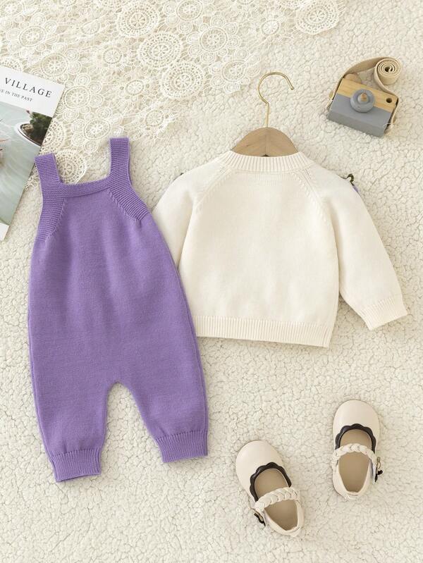Conjunto de 2 piezas para bebé niña, mono y cardigán