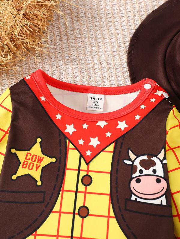 Set de 2 piezas para bebé niño, mameluco y sombrero