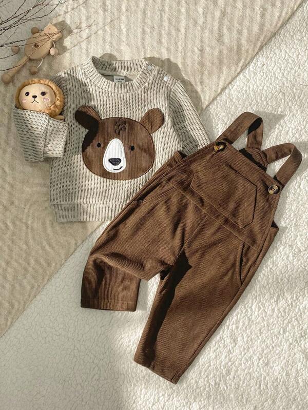 Conjunto de 2 piezas para bebé y niños pequeños, sweater y overall