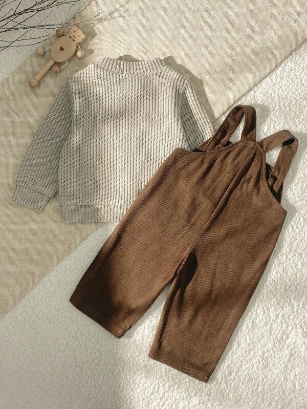 Conjunto de 2 piezas para bebé y niños pequeños, sweater y overall
