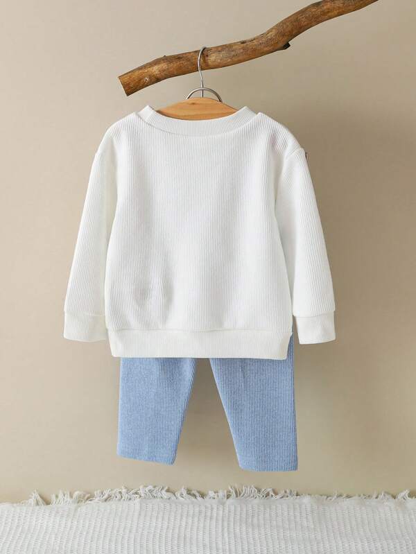 Conjunto de 2 piezas para bebé y niñas pequeñas, sweater y mono