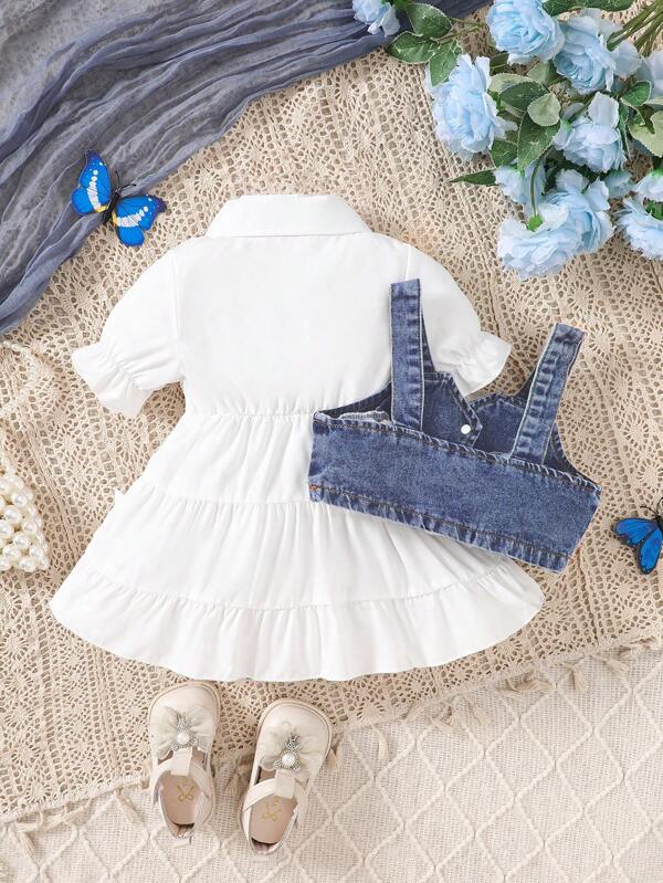 Conjunto de 2 piezas para bebé y niñas pequeñas, vestido y chaleco