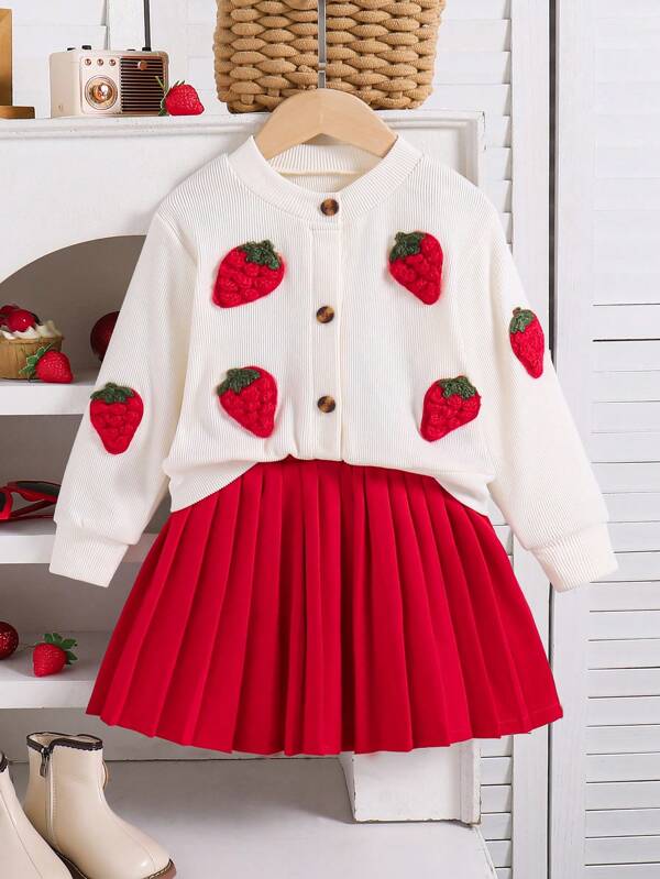 Conjunto de 2 piezas para niñas pequeñas, sweater y falda