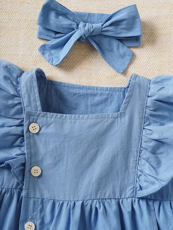 Set de 2 piezas para bebé niña, body-vestido y banda