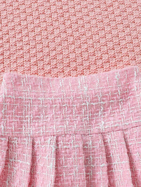 Set de 3 piezas para bebé y niña pequeña, chaqueta, falda y boina