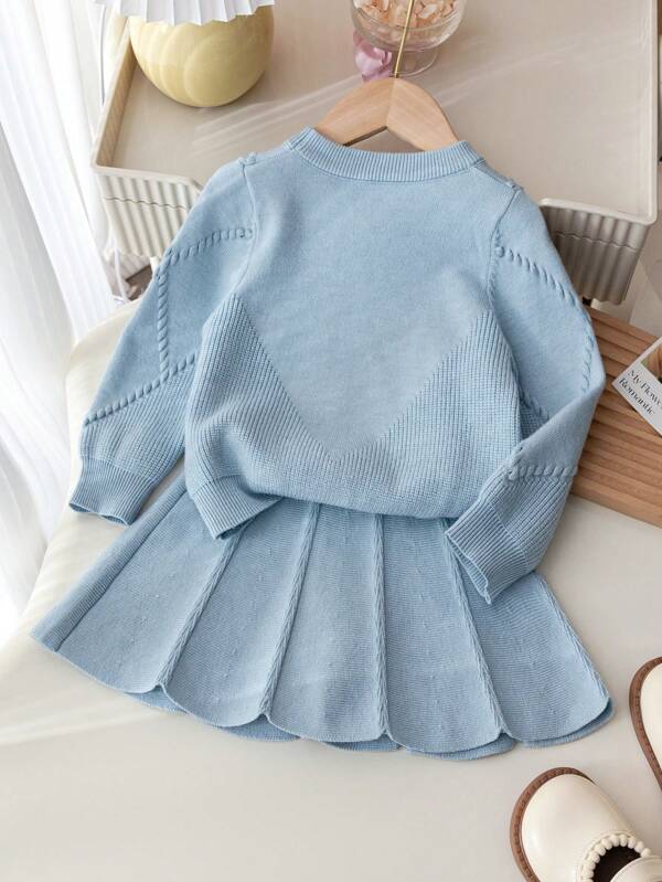 Conjunto de 2 piezas para bebé y niñas pequeñas, sweater y falda