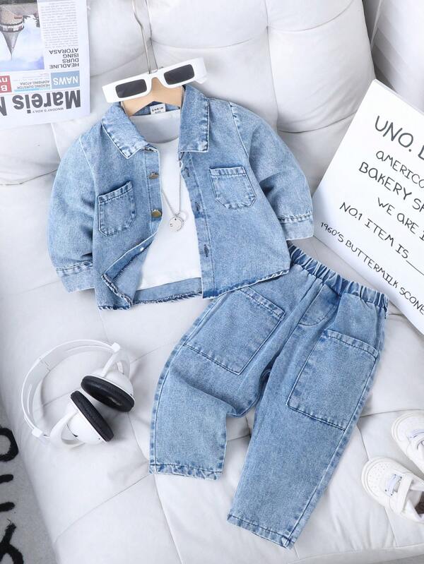 Conjunto de 2 piezas para bebé y niños pequeños, chaqueta y pantalón