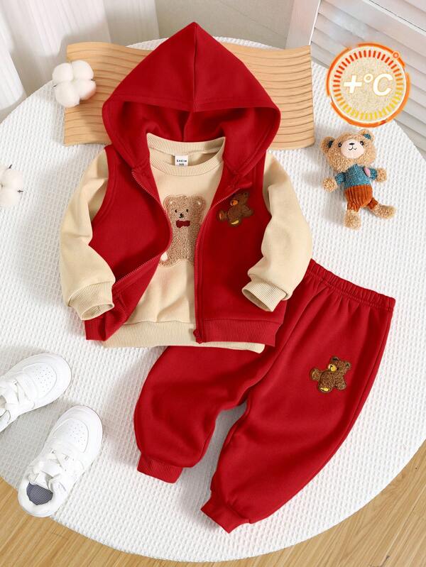Set de 3 piezas para bebé y niños pequeños, sweater, chaleco y joggers