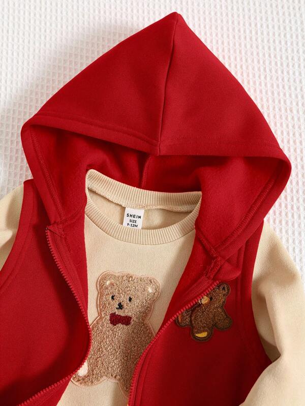 Set de 3 piezas para bebé y niños pequeños, sweater, chaleco y joggers