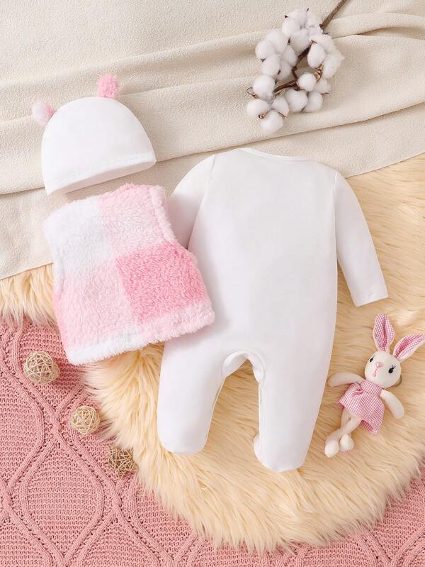 Set de 3 piezas para bebé, chaleco, mameluco y gorro