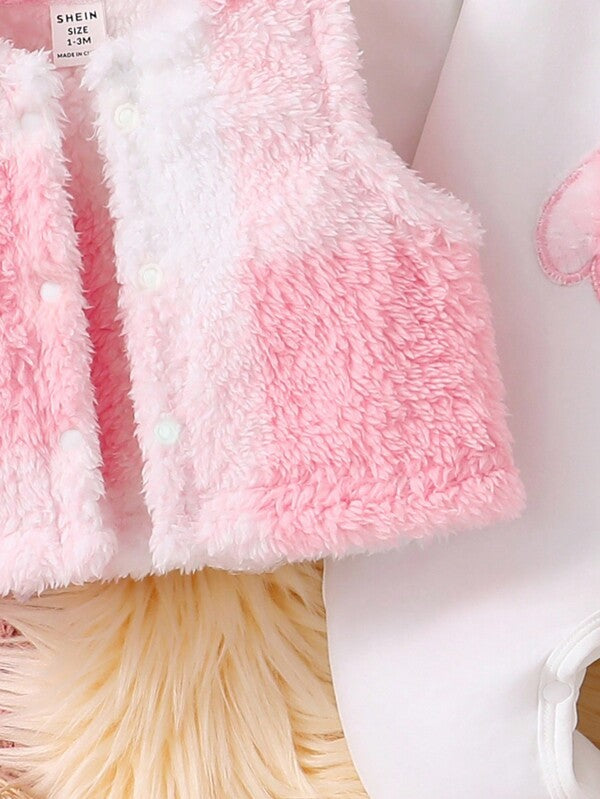 Set de 3 piezas para bebé, chaleco, mameluco y gorro