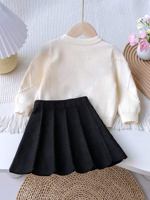 Conjunto de 2 piezas para bebé y niñas pequeñas, sweater y falda