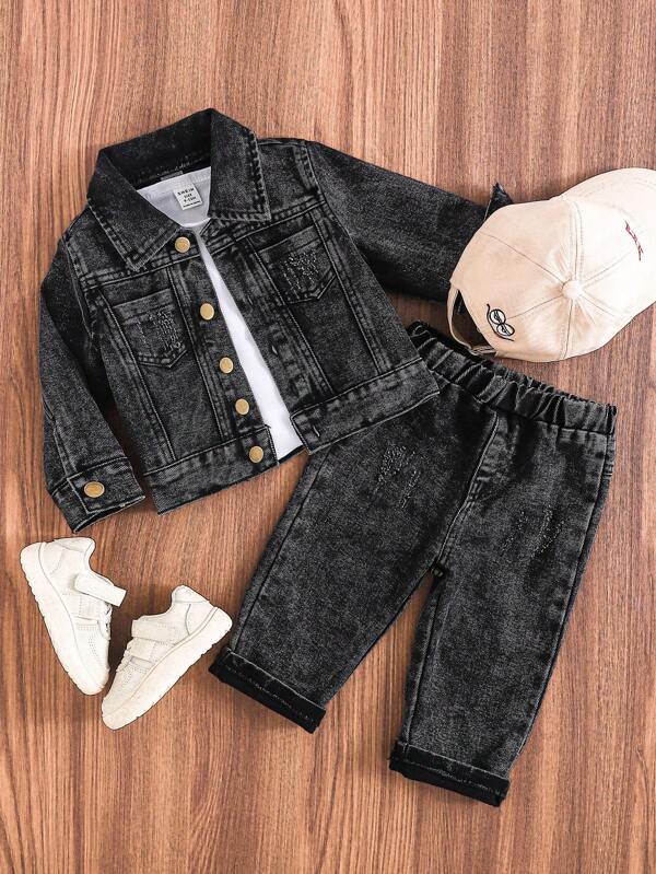 Conjunto de 2 piezas para bebé y niños pequeños, chaqueta y pantalón