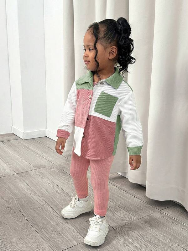 Conjunto de 3 piezas para bebé y niñas pequeñas, chaqueta, blusa y leggins