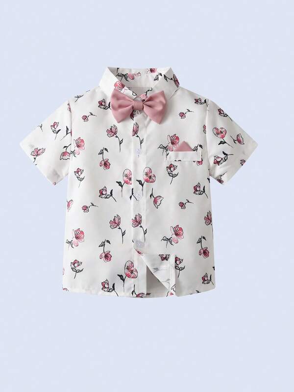 Conjunto de 2 piezas para bebé y niños pequeños, camisa y shorts con tirantes