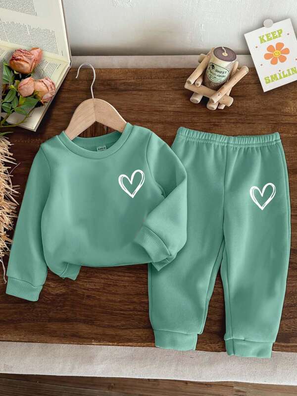 Conjunto de 2 piezas para bebé y niñas pequeñas, sweater y joggers