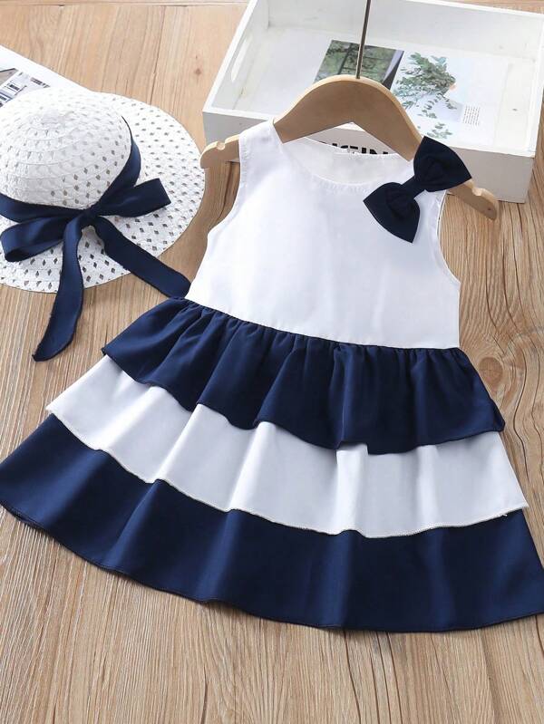 Set de 2 piezas para bebé y niñas pequeñas, vestido y sombrero