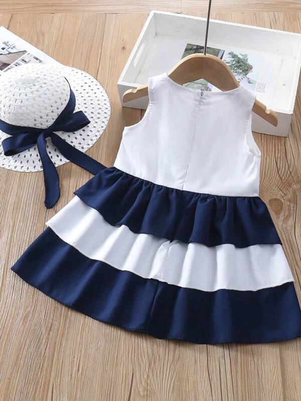 Set de 2 piezas para bebé y niñas pequeñas, vestido y sombrero