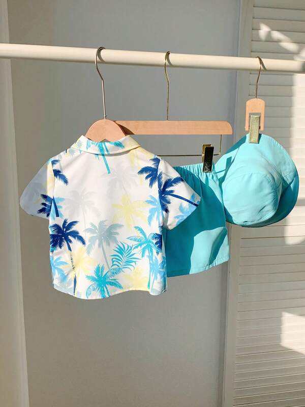 Set de 3 piezas para bebé y niños pequeños, camida, shorts y gorro