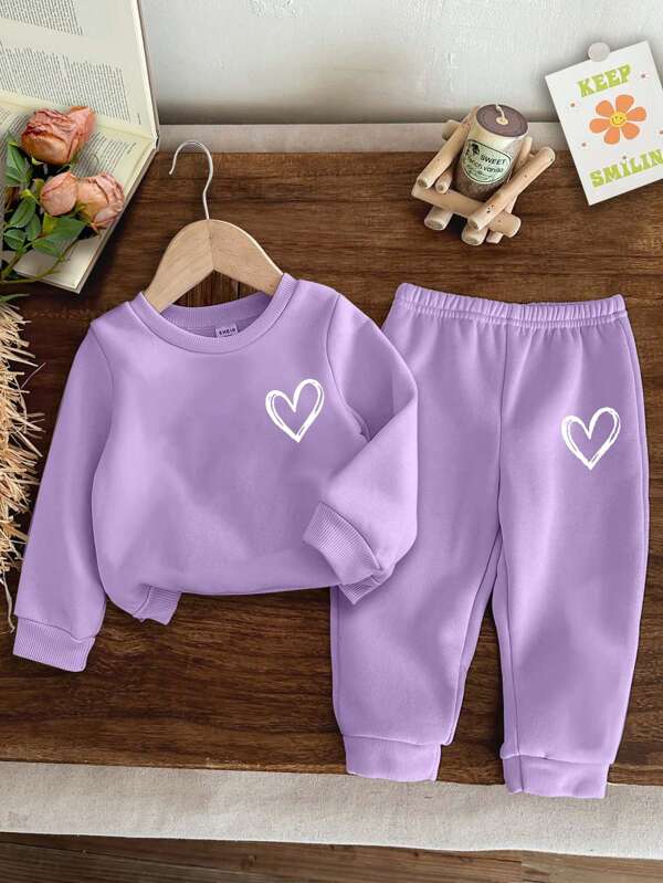 Conjunto de 2 piezas para bebé y niñas pequeñas, sweater y joggers