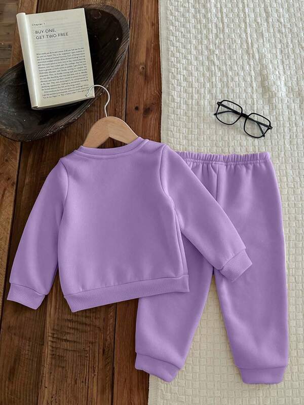 Conjunto de 2 piezas para bebé y niñas pequeñas, sweater y joggers