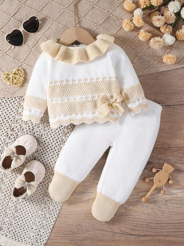 Conjunto de 2 piezas para bebé niña, sweater y mono