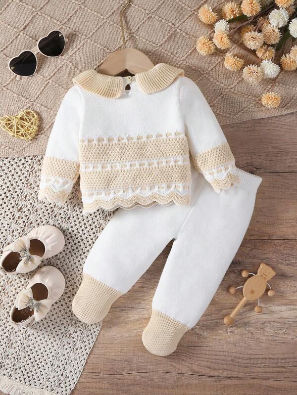 Conjunto de 2 piezas para bebé niña, sweater y mono
