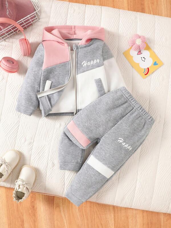 Set de 3 piezas para bebé y niñas pequeñas, sweater, chaqueta y joggers