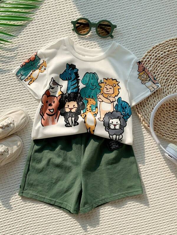 Conjunto de 2 piezas para bebé y niños pequeños, franela y shorts