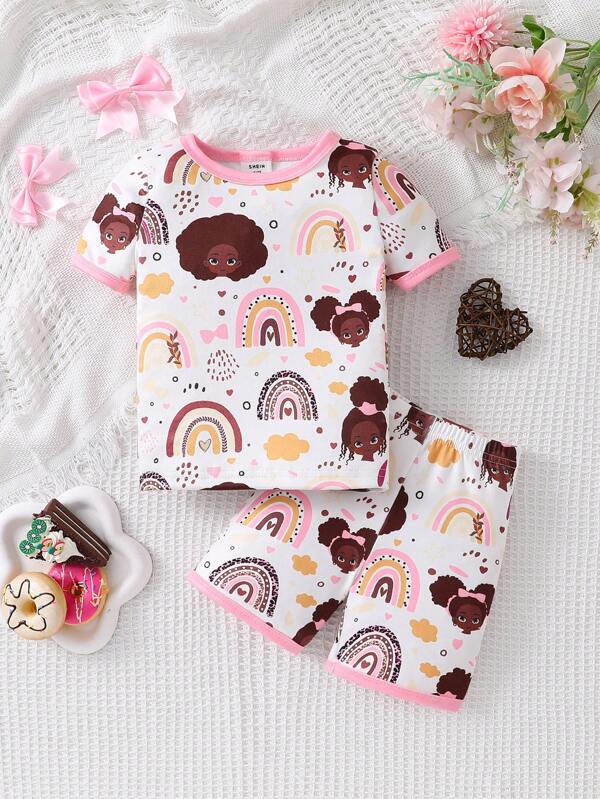Conjunto de 2 piezas para bebé y niñas pequeñas, franela y shorts