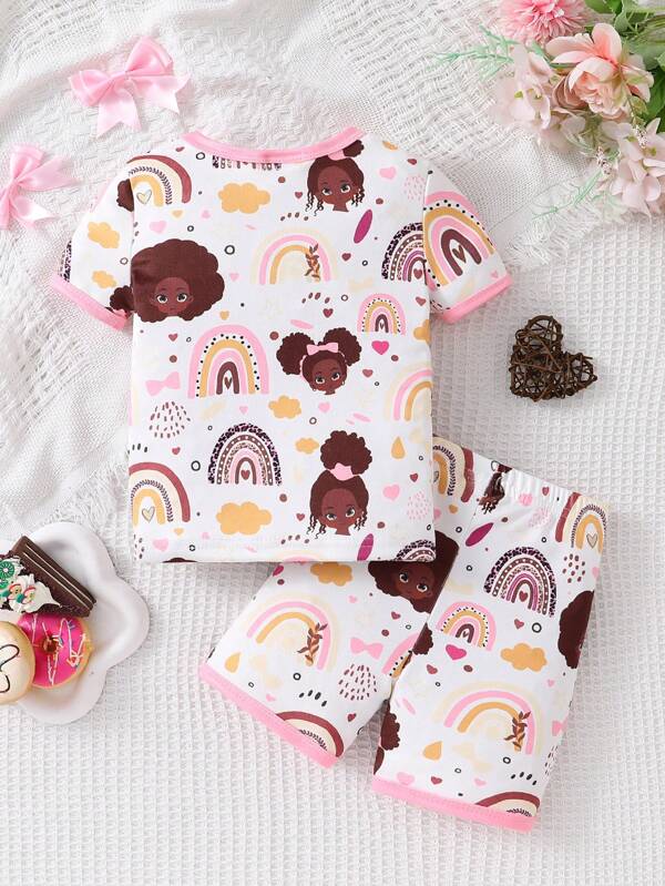Conjunto de 2 piezas para bebé y niñas pequeñas, franela y shorts