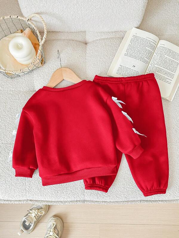 Conjunto de 2 piezas para bebé y niñas pequeñas, sweater y joggers