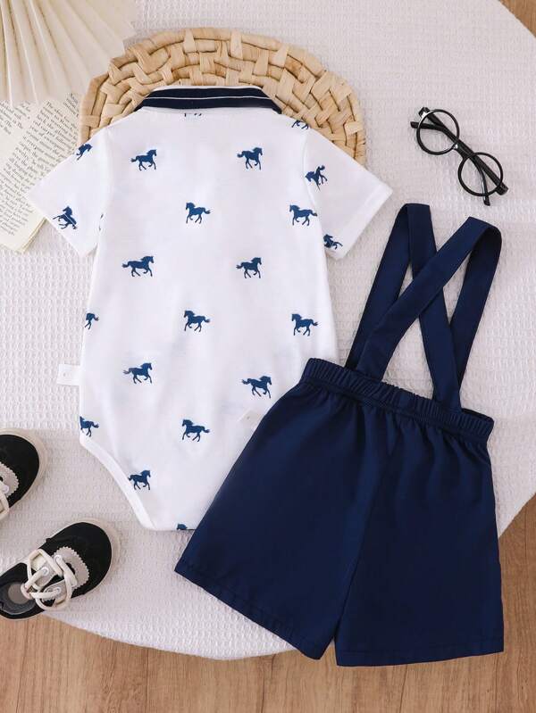 Conjunto de 2 piezas para bebé y niños pequeños, body y overall