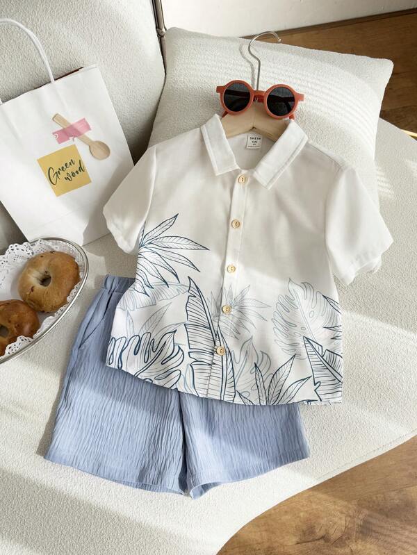 Conjunto de 2 piezas para bebé y niños pequeños, camisa y shorts